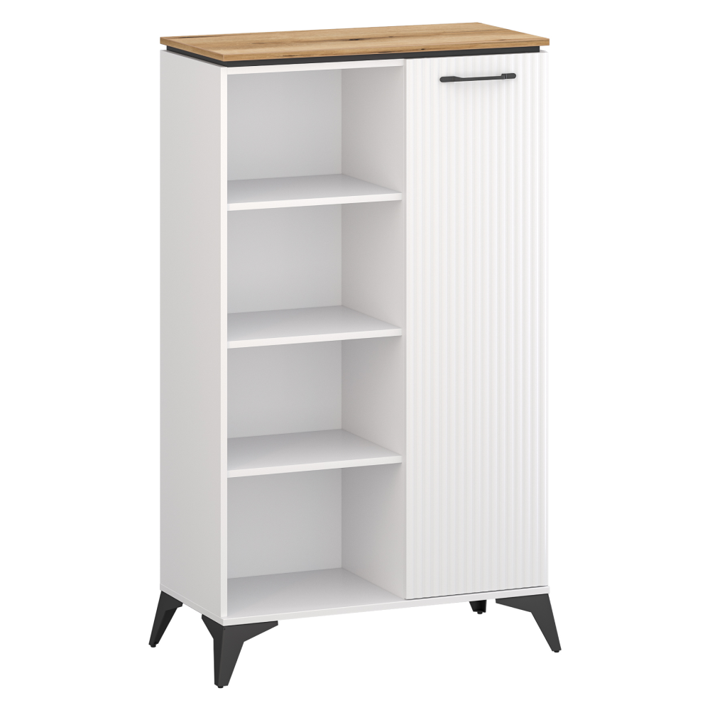 Nízky regál, biela/dub evoke, VELIS 1D