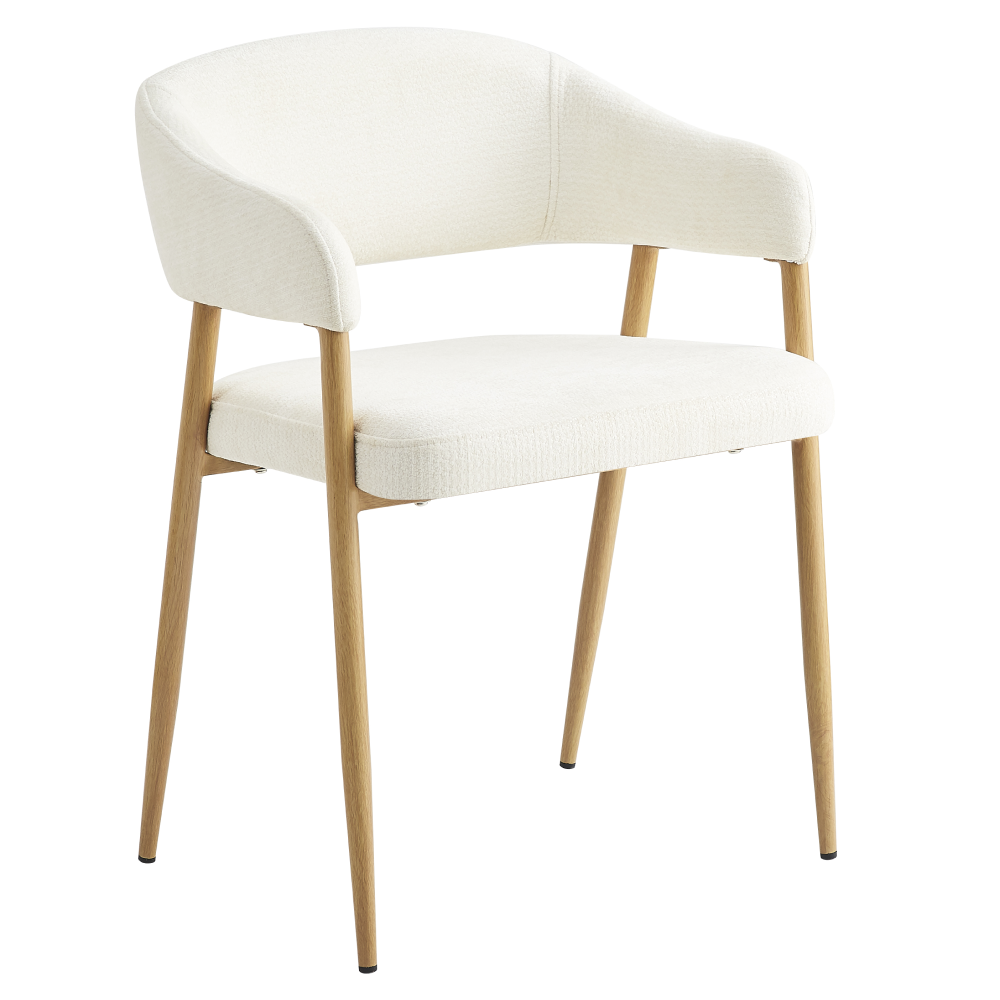 Dizajnové jedálenské kreslo, krémová/buk, NIZAR TYP 1