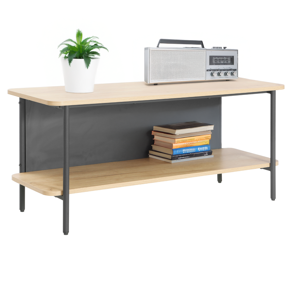 Regál, dub/čierna, SEFLOS