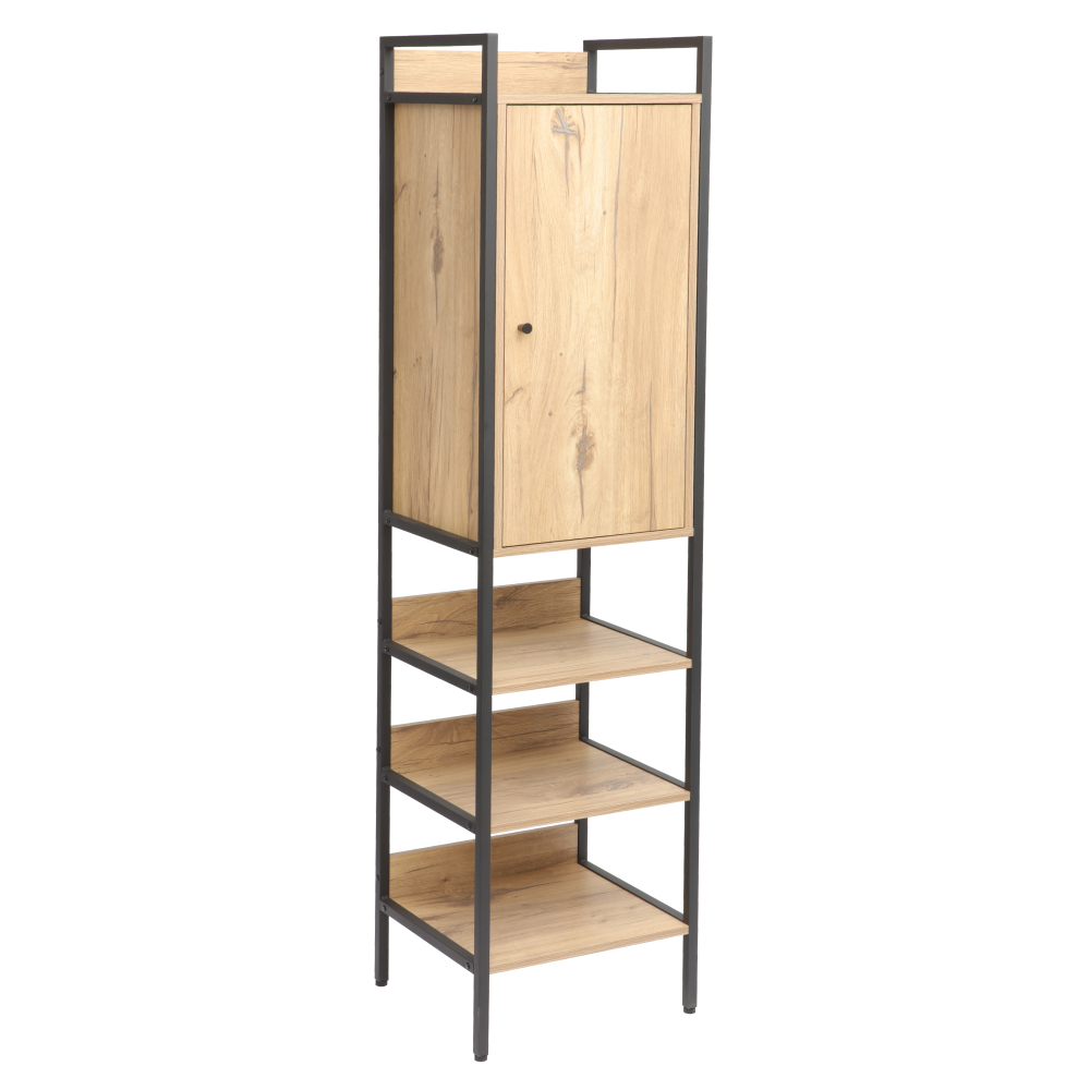 Regál so skrinkou, dub/čierna, LORVA