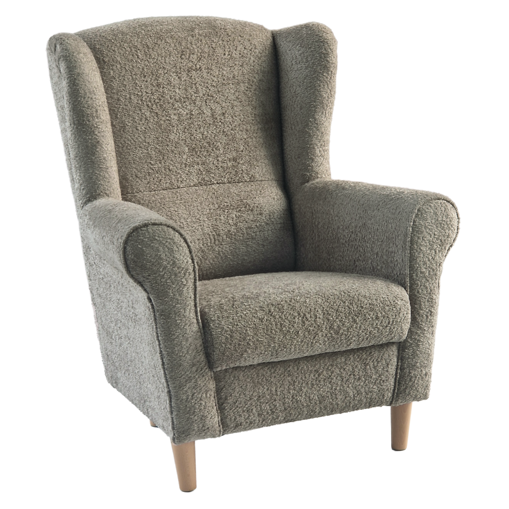 Kreslo ušiak, sivobéžová Taupe látka Coral, CHARLOT