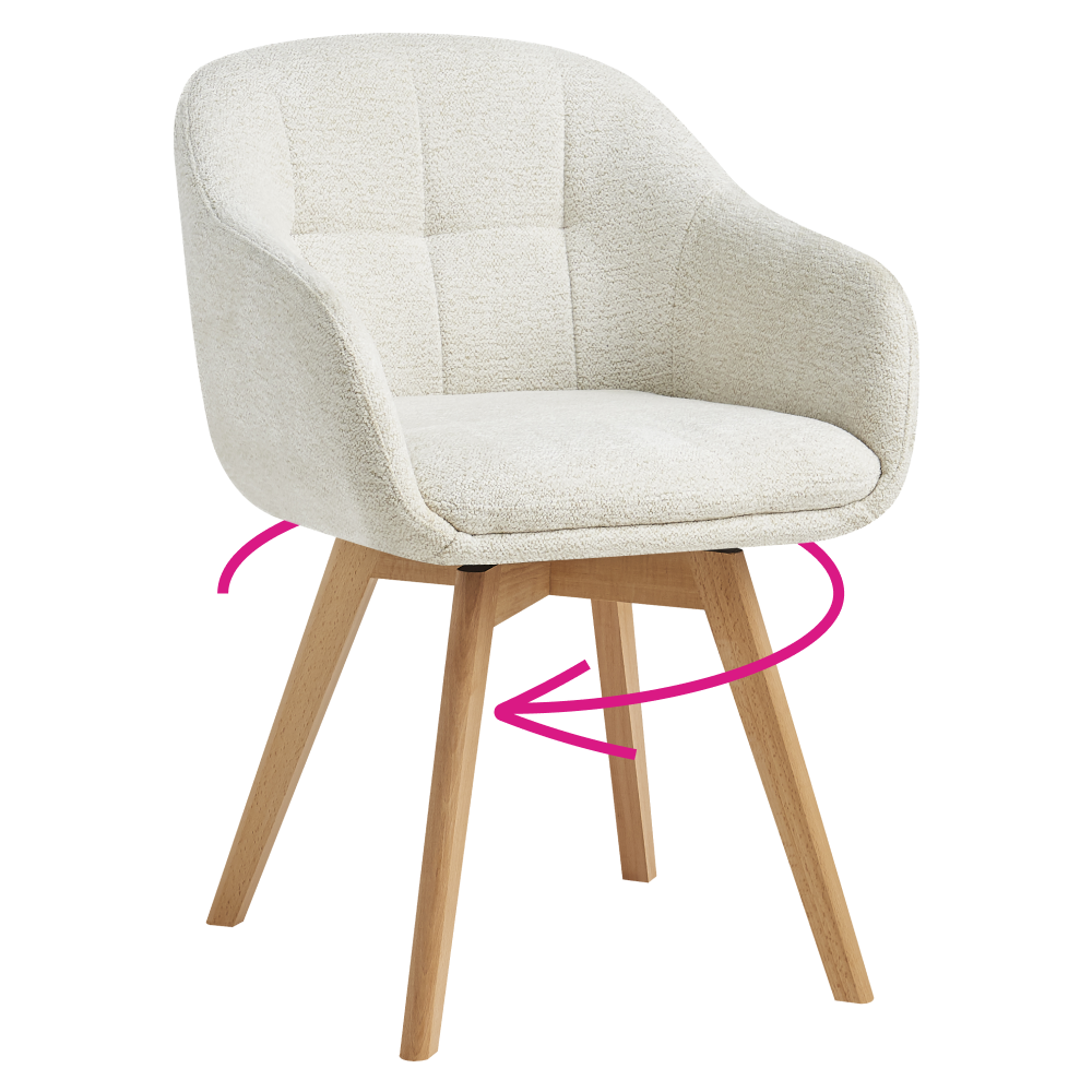 Otočné jedálenské kreslo, krémová/buk, DIMER