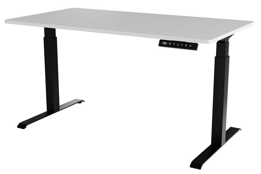 Elektrický výškovo nastaviteľný pc stôl MOON LONG (biela + čierna)